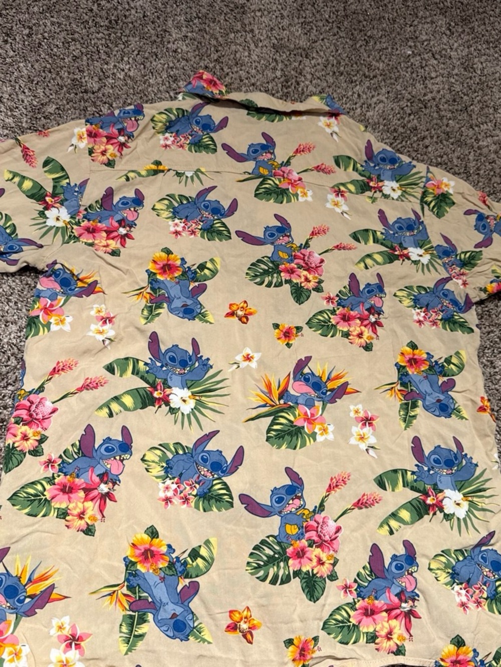 Disney Beige Hawaiian Button-Down Shirt with Blue Stitch Print - Picture 4 of 4